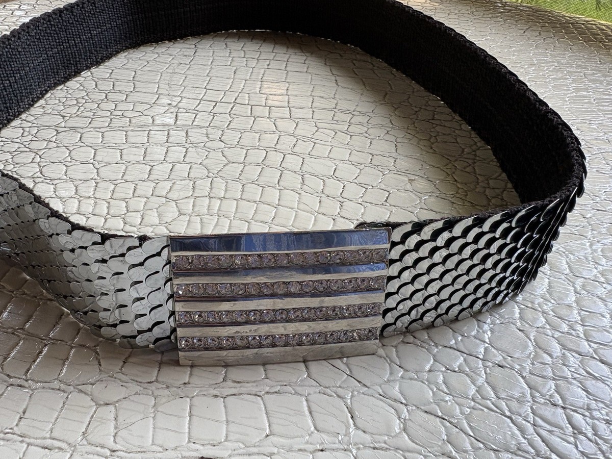 VTG Corset Belt Women Large Silver Metal Stretch Mermaid  display picture 1
