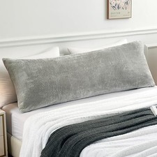 Faux Fur Body Pillow Case Cover, Luxury Ultra 20" x 54" Pack of 1 Light Gray