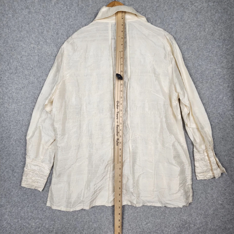 Blusa vintage Norm Thompson para mujer grande seda marfil Foto 4 de 4