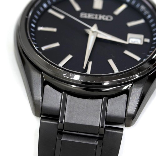 Seiko Selection SBTM343 Radio Vague Contrôle Date Titane Noir Solaire Montre - Photo 5 sur 7