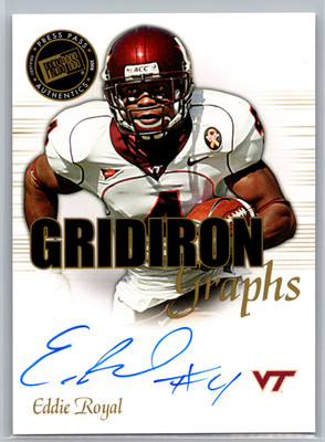 Eddie Royal 2008 Press Pass Gridiron Graphs Rookie Auto GG-ER Virginia Tech