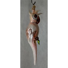 Polish Glass Ornament Pink Glitter Parrot Han...