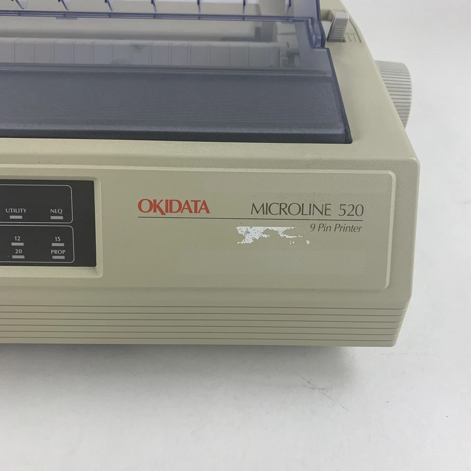 OKI Microline 520 Dot Matrix Printer 9 PIN Tested No Pull Up Assembly or Guide. - Image 4 of 4