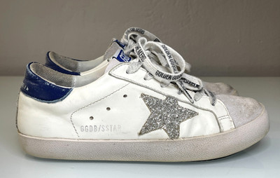 Golden Goose Superstar Women s Silver Glitter White-Gray Suede Sneakers 39 Italy