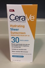 CeraVe Hydrating Sheer Sunscreen Broad Spectrum SPF30 Face  Body 3oz 09/26