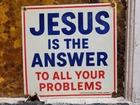 VINTAGE JESUS PORCELAIN SIGN OLD BAPTIST CHURCH RELIGIOUS BIBLE BEAUMONT TX GOD
