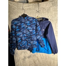 Eddie Bauer Boys 3-in-1 coats Jacket Blue Camo Fleece Liner Windbreaker M 14/16