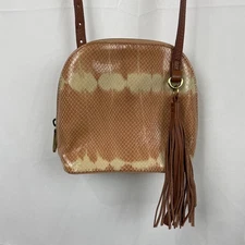 Hobo Nash Desert Tie Dye Leather Crossbody Top Zip Purse Snake Print Leather