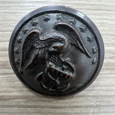 USMC Marine CIVIL WAR ERA 1 1/8" Eagle & Anchor Brass Button Waterbury Conn. VGC