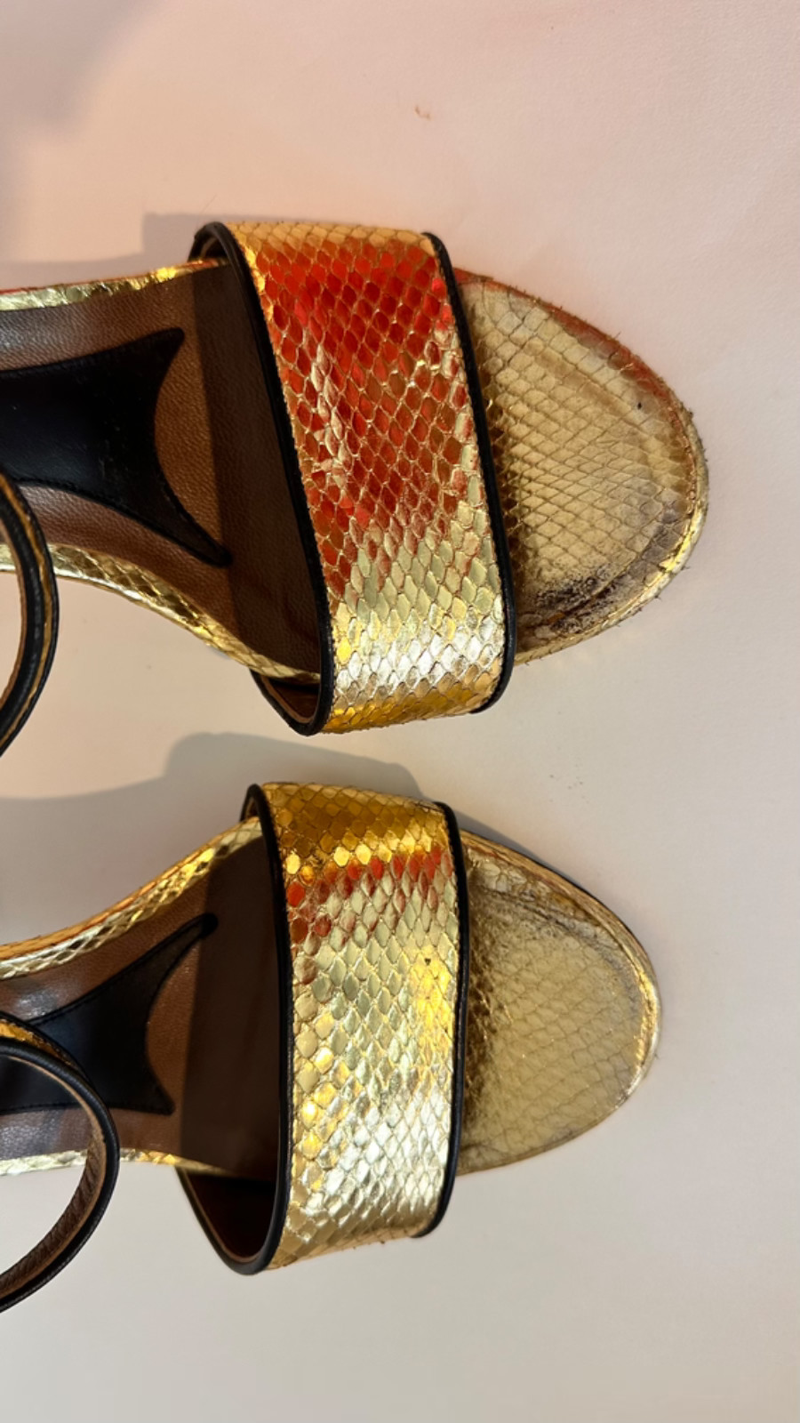 Marni Gold shoes / Python- effect platform heels … - image 4