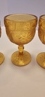 VTG Set of 5 HoneyAmber Indiana Glass Tiara Sandwich Wine Liquor Goblets 4" Tall — photo 2