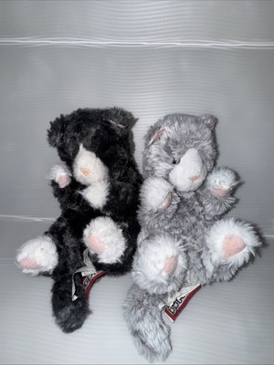 2 Tiny Douglas Cuddle Toy Kitten Gray Dark Grey Kitty Cat Plush LIL Handful