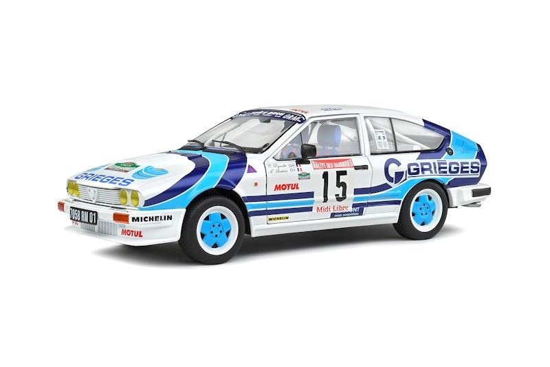 SOLIDO S1802305 1:18 ALFA ROMEO GTV6 - RALLYE DES GARRIGUES 1986 - C.RIGOLLET/M.
