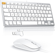 OMOTON Wired Keyboard and Mouse Compatible with Mac, Keyboard with Dual Interfac