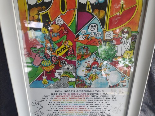Poster autografato Pond Australian Psychedelic Rock Band incorniciato tour 2014 - Foto 6 di 23