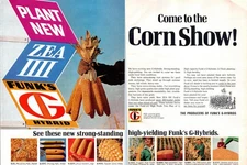 1968 Funk's G Hybrid Corn ZEA III Vintage 60's 2-Page Print Ad