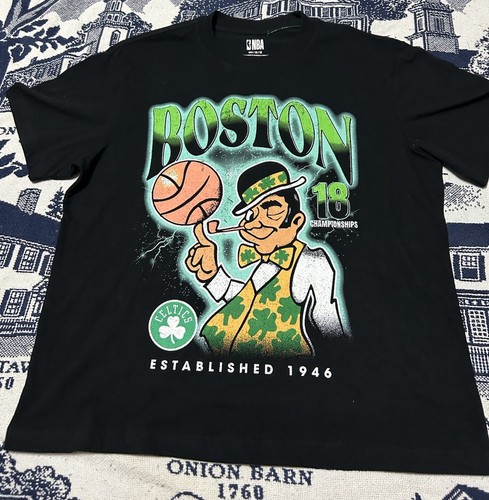 Boston Celtics 18-Time NBA Champs Black T-Shirt Size Medium Adult Brand New