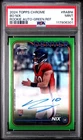 2024 Bo Nix Topps Chrome Auto Green Refractor /99 Psa 9