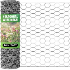 Galvanized Chicken Wire 16in x 50ft Hex Mesh for Poultry & Garden 0.57 per foot