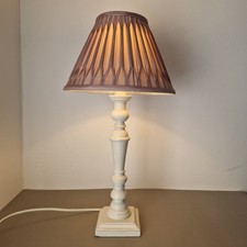 Laura Ashley Home Tate Distressed White Wooden Table Lamp Light With Shade