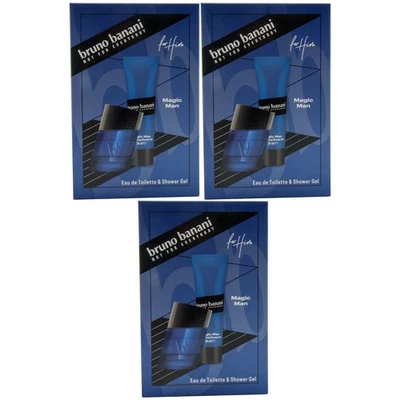 Bruno Banani Magic Man Geschenkset 3 Sets = 3x 30ml EdT Spray + 3x 50ml Duschgel - Bild 1 von 2