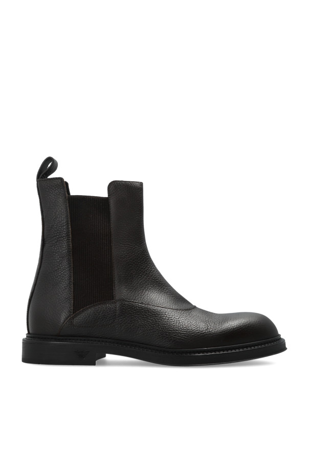 EMPORIO ARMANI Brown Leather Chelsea Boots New & Authentic