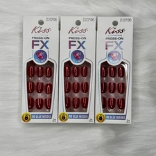 Kiss Press-On FX DICF06 Metallic Red Pack of 3 - NEW Free Shipping