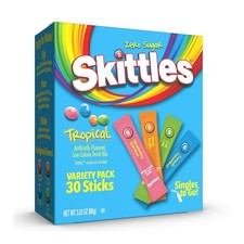 Skittles Singles To Go Drink Mix - Tropical Flavors Variety Pack 30 Servings 