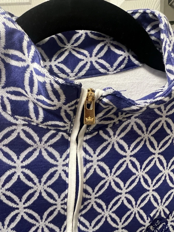 Camisa de golf para mujer Peter Millar St. Andrews Links azul real manga larga - pequeña Foto 4 de 4