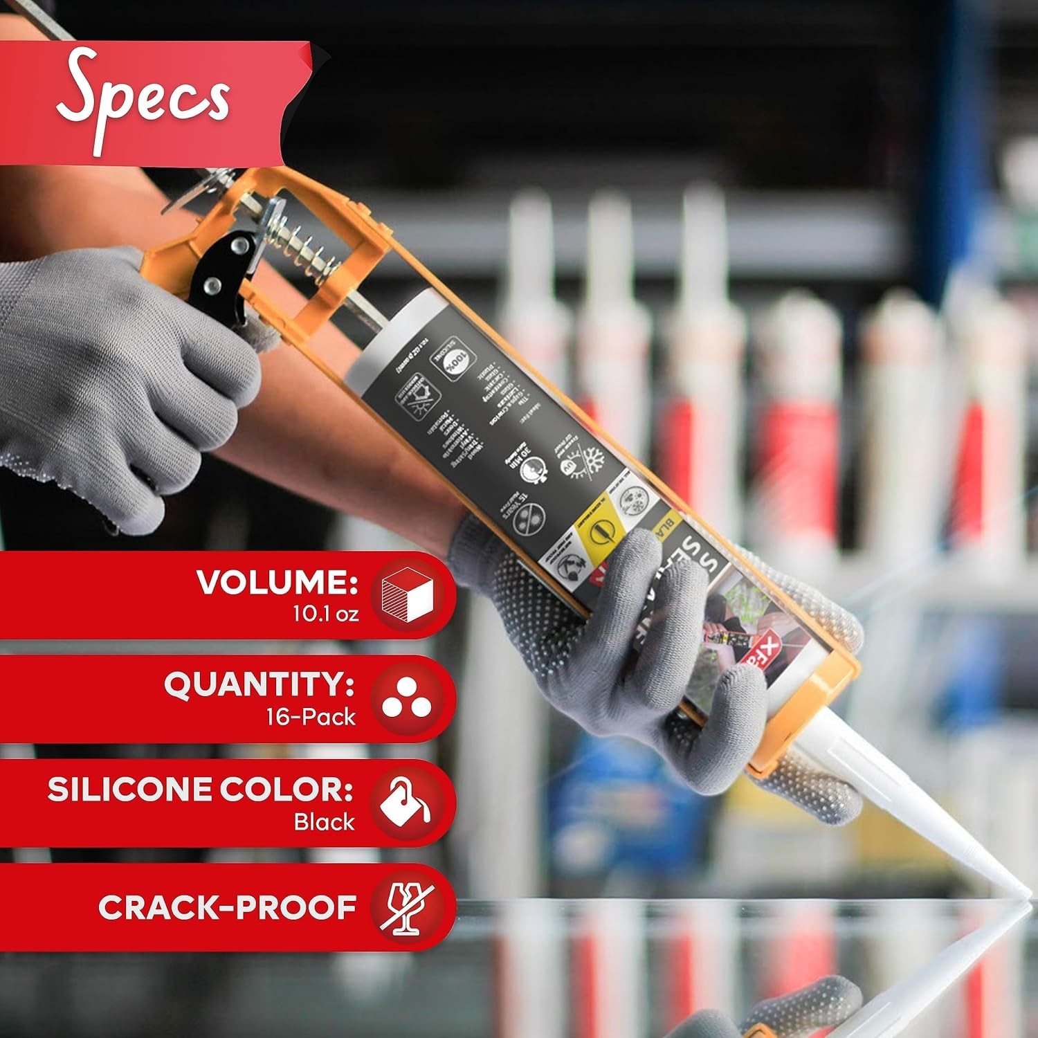 Black Silicone Caulk 16-Pack 10.1oz Total