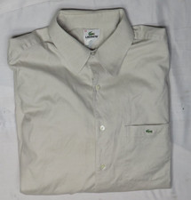 LACOSTE MENS 44 GRAY SHIRT SOLID BUTTON FRONT CLASSIC COTTON OXFORD LIGHTWEIGHT