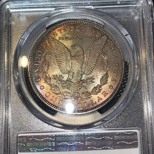 1896 Morgan Silver Dollar MS64 PCGS Graded. Even Rainbow Toning on reverse.Rare