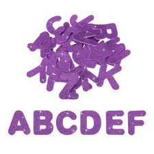 Alphabet Foam Stickers, 52Pcs Letters A-Z EVA Self Adhesive Glitters, Purple
