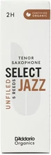 D'Addario Organics Select Jazz Unfiled Tenor Saxophone Reeds - 2 Hard (5-pack)