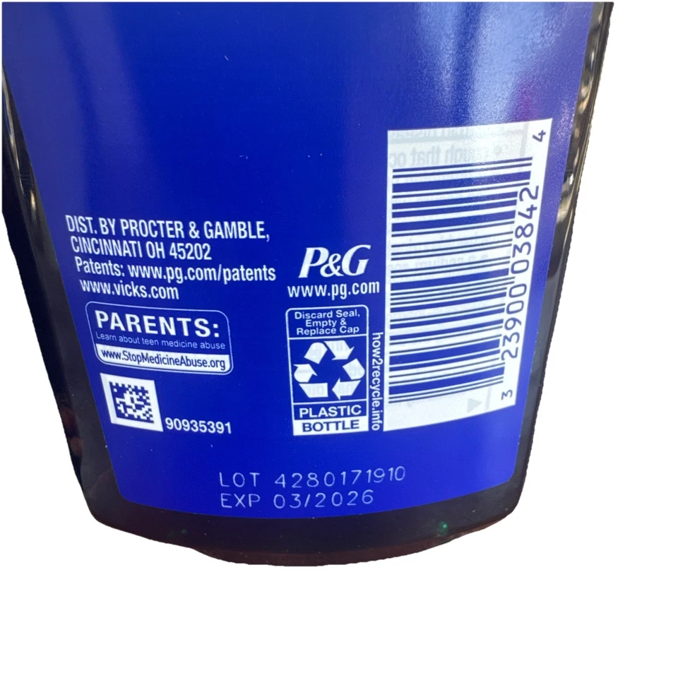 Paquete de 2 Vicks NyQuil resfriados y gripe severos de 12 oz cada uno caducado 03/2026 - tos nocturna Foto 2 de 3