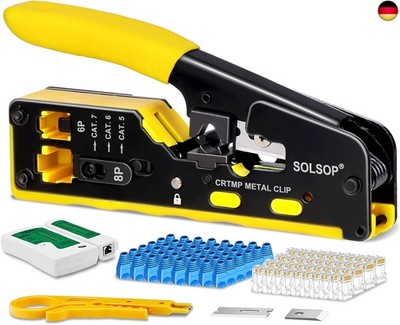 Solsop RJ45 Crimpzange für Cat7 Cat6 Cat5e Cat5 Netzwerkkabel, Netzwerk