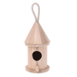 Wooden Bird House for Outside to Paint Handmade Nest Birdhouse with Perch