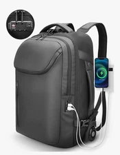 50L Rolling Travel Backpack with Wheels, fits 17.3" Laptop, USB Port, Black