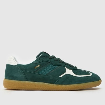 Alohas Waldgrüne Leder Sneaker Größe UK 4 Brandneu Original UVP150  #1013