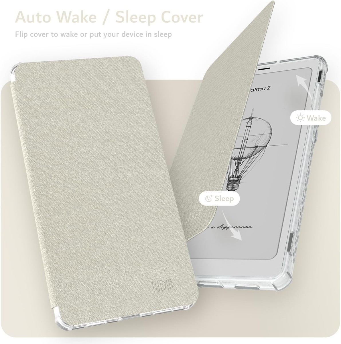 Onyx Boox Palma 2 Case Clear Beige Slim Shockproof Auto Sleep/Wake