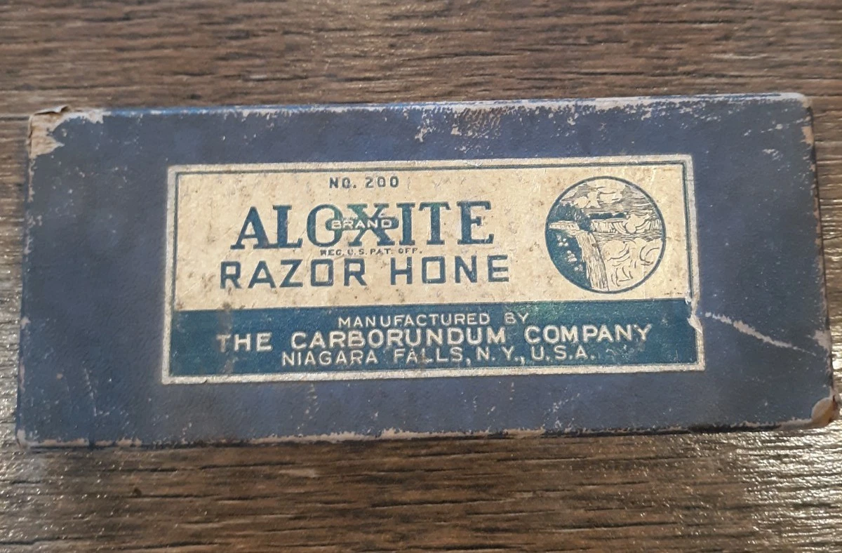 Early Carborundum Razor Knife Sharpening Stone Aloxite No. 200 Complete W Box!