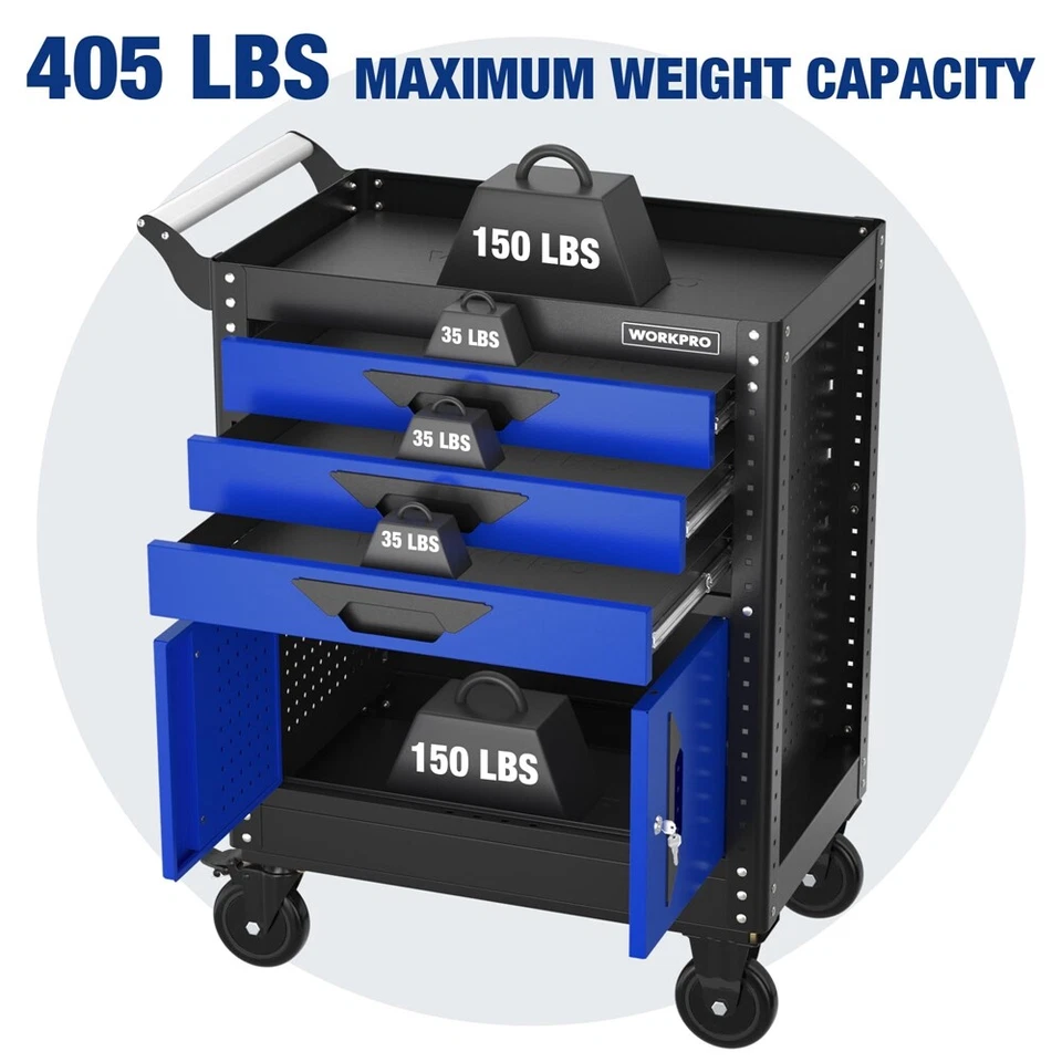 WORKPRO 27.5" 3 cajones caja de herramientas con ruedas Foto 4 de 4