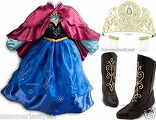 PRINCESS ANNA DISNEY STORE SIZE 9/10 TRAVEL COSTUME, TIARA, AND SIZE 2/3 BOOTS