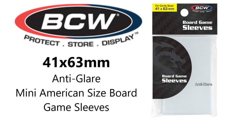 50 - 41 X 63mm Anti-Glare Premium Mini American Size Board Game Sleeves Pack BCW