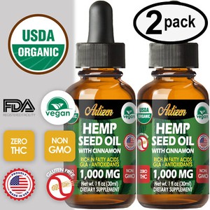 Cinnamon Hemp Oil Drops for Pain Relief, Stress, Sleep (PURE & ORGANIC) 1000mg