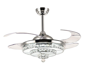 Modern 42 Silver Invisible Crystal Chandelier Ceiling Fan Lamp W