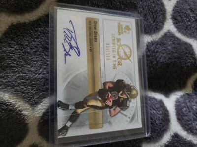 drew brees 2007 sp rookie scripted in time  30/100 upper deck autograph 