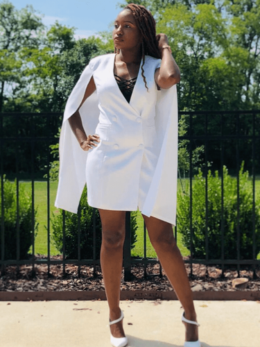 White Cape, V-neck, Midi Dress | eBay