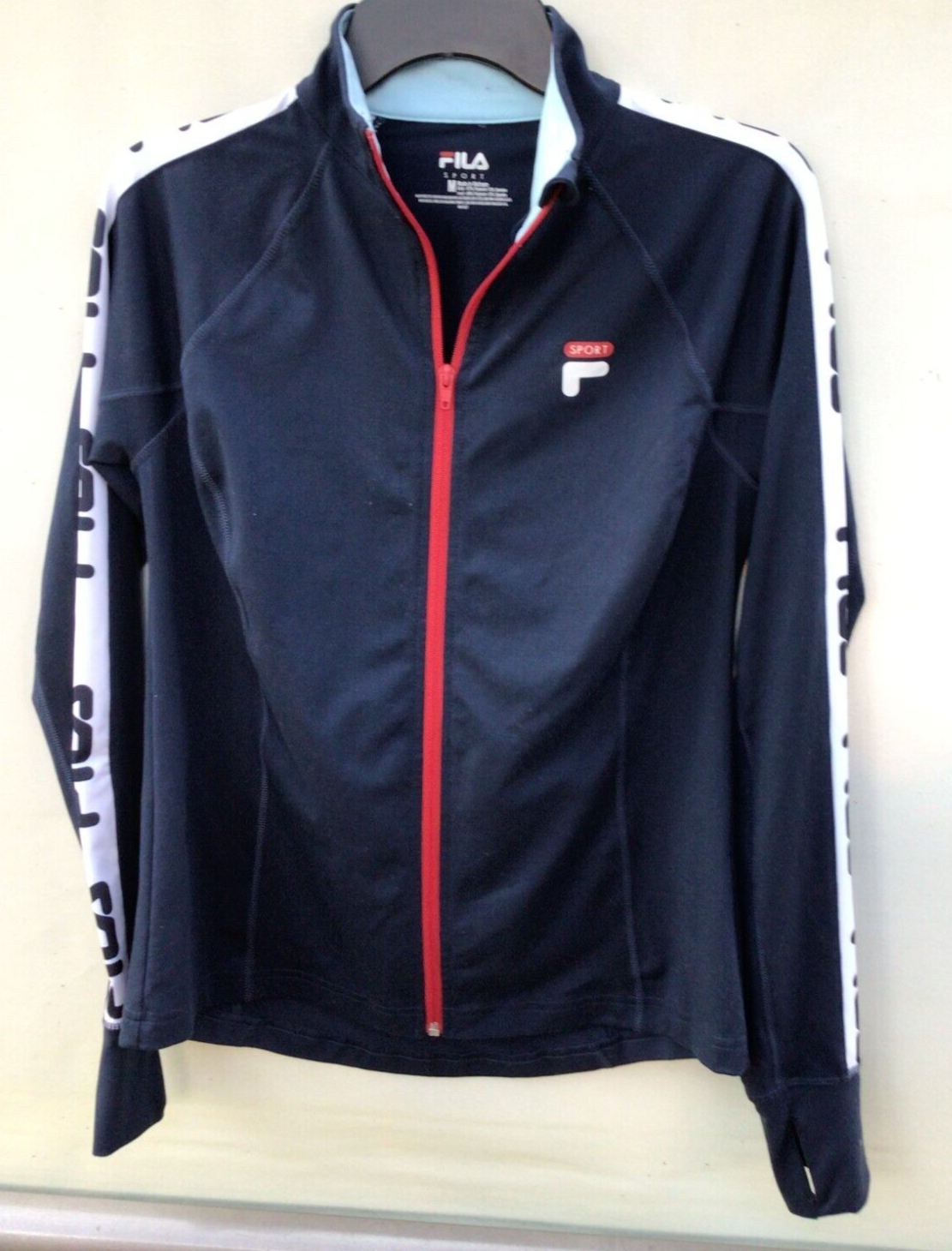FILA SPORT GIACCA ALLENAMENTO DONNA BLU NAVY full zip bordo rosso e bianco taglia M