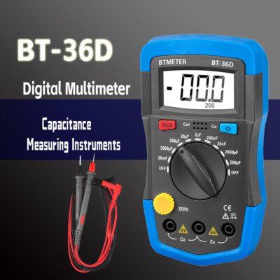 200pF-20mF Capacity Meter Capacitor Tester Measuring Tool LCD BT-36D 1999 Counts